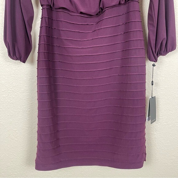Adrianna Papell Matte Jersey Smocked Pin-tuck Night Plum‎ Dress Size 6 Women - Picture 7 of 14